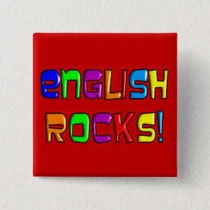 English Teacher Gifts "English Rocks!" 2 Inch Square Button