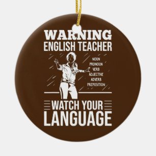 English Teacher Outfit English Grammar Checker Ceramic Ornament