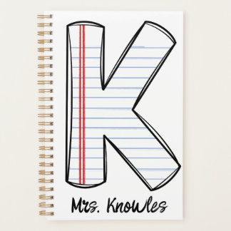 English Teacher Planner with Notebook Initial