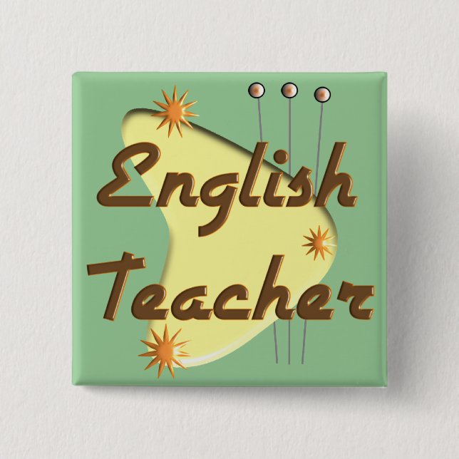 English Teacher Retro Style Gifts 2 Inch Square Button (Front)