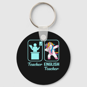 English Teacher Unicorn Language Grammar Student Keychain