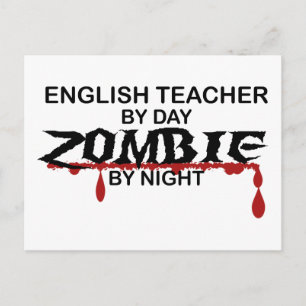 English Teacher Zombie Postcard