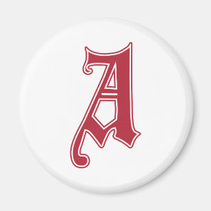 English text Gothic Monogram letter A Magnet