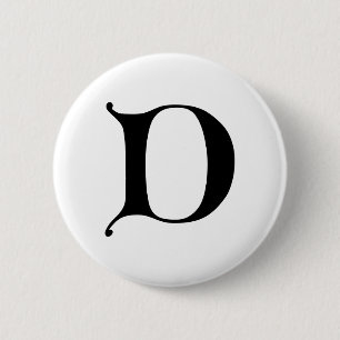 English text Gothic Monogram letter D 2 Inch Round Button