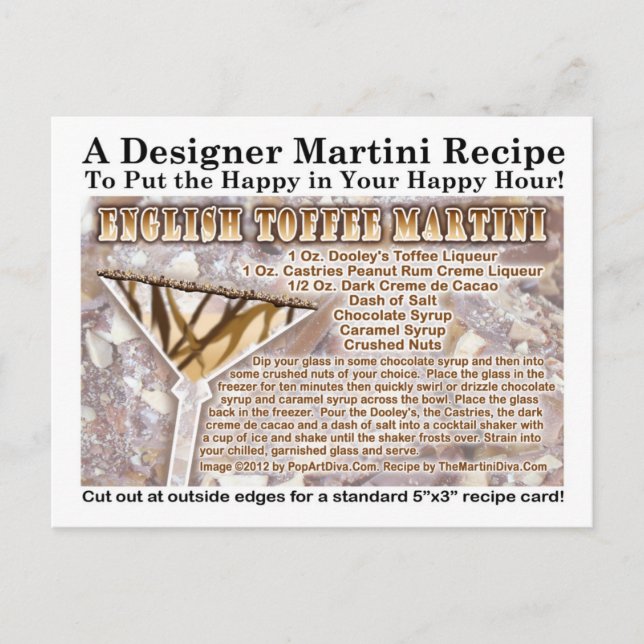 English Toffee Martini Recipe Postcard (Front)