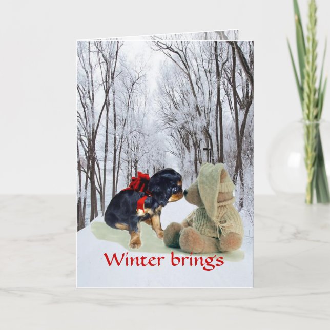 English Toy Spaniel Christmas Holiday Card (Front)