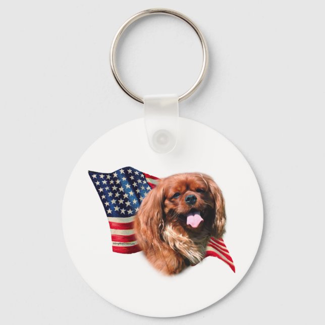 English Toy Spaniel Flag Keychain (Front)