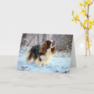 English Toy Spaniel Let It Snow Christmas  Card