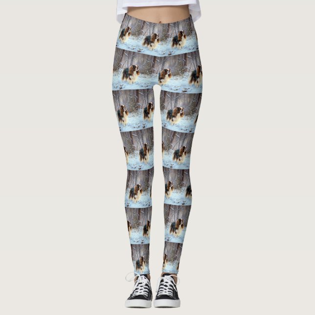 English Toy Spaniel Let It Snow Christmas  Leggings (Front)
