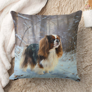 English Toy Spaniel Let It Snow Christmas  Throw Pillow