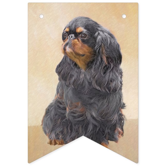 English Toy Spaniel Painting Original Animal Art Bunting Flags (First Flag)