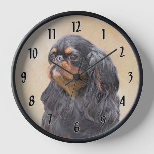 English Toy Spaniel Painting Original Animal Art Clock