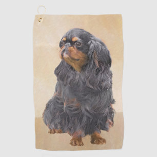 English Toy Spaniel Painting Original Animal Art Golf Towel