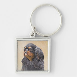 English Toy Spaniel Painting Original Animal Art Keychain