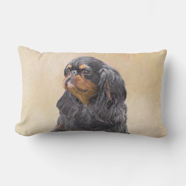 English Toy Spaniel Painting Original Animal Art Lumbar Pillow (Front)