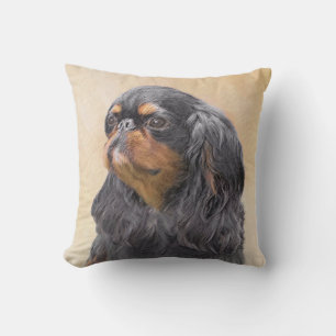 English Toy Spaniel Painting Original Animal Art Throw Pillow