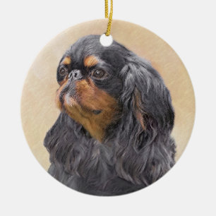 English Toy Spaniel Painting - Original Dog Art Ceramic Ornament