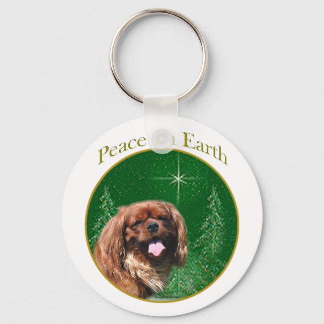 English Toy Spaniel Peace Keychain (Front)