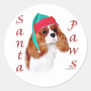 English Toy Spaniel Santa Paws Classic Round Sticker