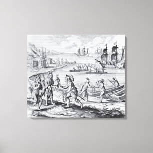 English Trading with Indians of the West Canvas Print