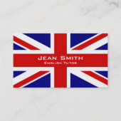 English Tutor / English Teacher With UK Flag Business Card (Front)