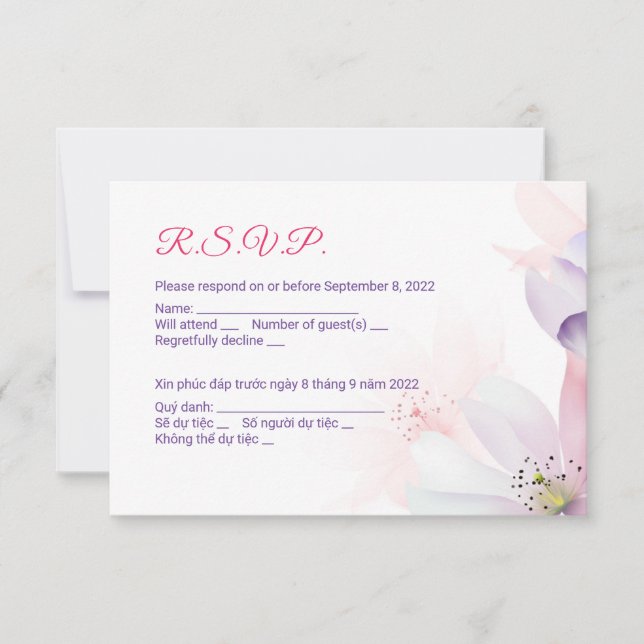English Vietnamese Cherry Blossom Invitation (Front)