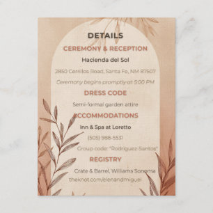 English Wedding Details Card Terracotta Arch