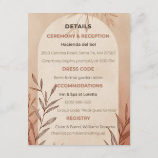 English Wedding Details Card Terracotta Arch