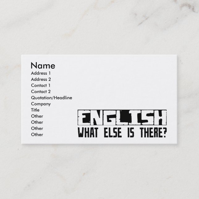 English What Else Is There? Business Card (Front)
