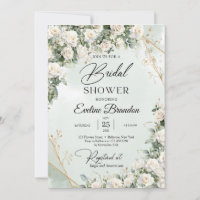 English white roses eucalyptus greenery and gold