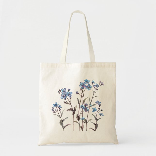 English Wildflower Forget-Me-Not Flower Tote Bag (Front)