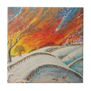 English Winters Day Christmas Tile