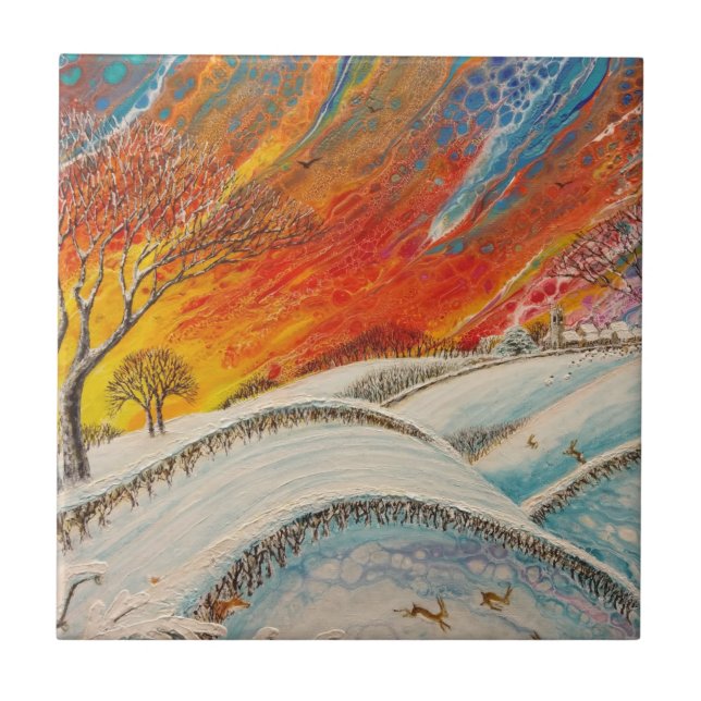 English Winters Day Christmas Tile (Front)