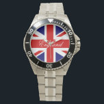 English wrist watches with Union Jack flag<br><div class="desc">English wrist watches with Union Jack flag. Personalize with your own British text or name. Cheapest gift idea for Britain's national and royal events. English flag colours; red white and blue.</div>