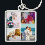Engravable Metal 4 Photo Rounded Keychain<br><div class="desc">Personalized 4 photo template keychain featuring 4 changeable photos and a rounded white frame. A great unique gift for a loved one in the family.</div>