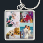 Engravable Metal 4 Photo Rounded Keychain<br><div class="desc">Personalized 4 photo template keychain featuring 4 changeable photos and a rounded white frame. A great unique gift for a loved one in the family.</div>