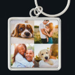 Engravable Metal 4 Photo Square Keychain<br><div class="desc">Personalized 4 square photo template large square keychain.</div>