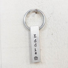 Engraved Aluminum "Pet Lover" Bar Keychain 