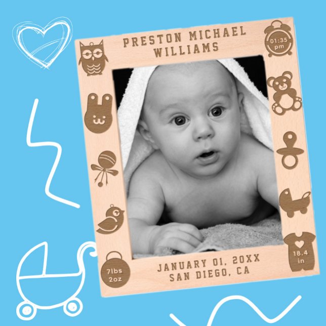 Engraved Baby Birth Stats Personal Picture Frame (Creator Uploaded)