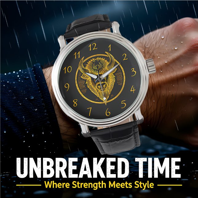 Engraved Bison Buffalo Head in Circular Design Watch (Creator Uploaded)