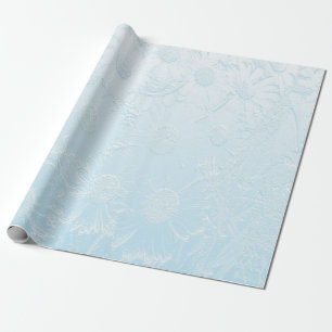 Engraved blue floral wrapping paper