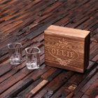 Engraved Box & Pair of Modern Shot Glasses