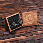 Engraved Box & Pair of Modern Shot Glasses