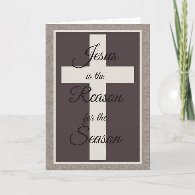 Engraved Cross Christmas Holiday Card (Front)