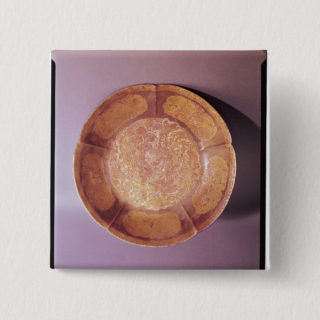 Engraved dish, Tang dynasty 2 Inch Square Button (Front)