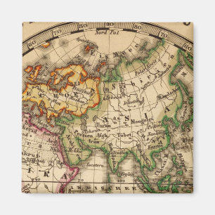 Engraved Eastern Hemisphere Map Magnet