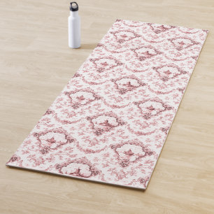 Engraved Floral Toile w/Windmill & Boats-Pink Yoga Mat