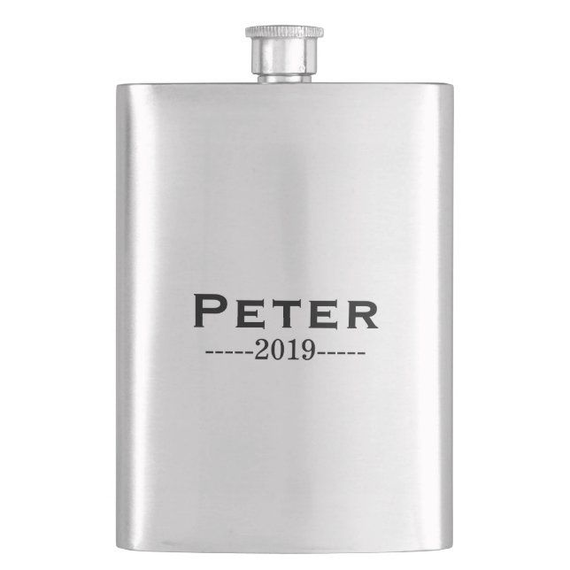 Engraved Groomsmen Silver Flask (Front)