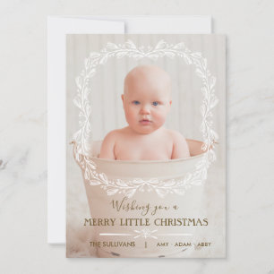 Engraved Holiday Floral Frame   Greeting   Photo Card