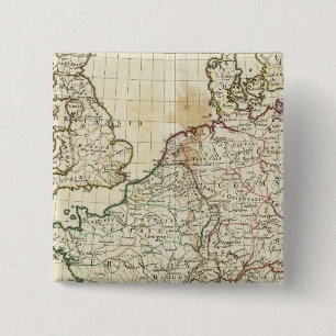Engraved Map of Europe 2 Inch Square Button